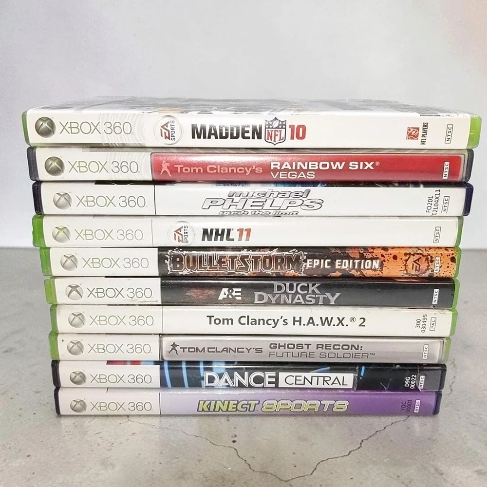 VTG Xbox 360 Video Game Lot 10 Bundle Tom Clancy Ghost Recon Bulletstorm Cases